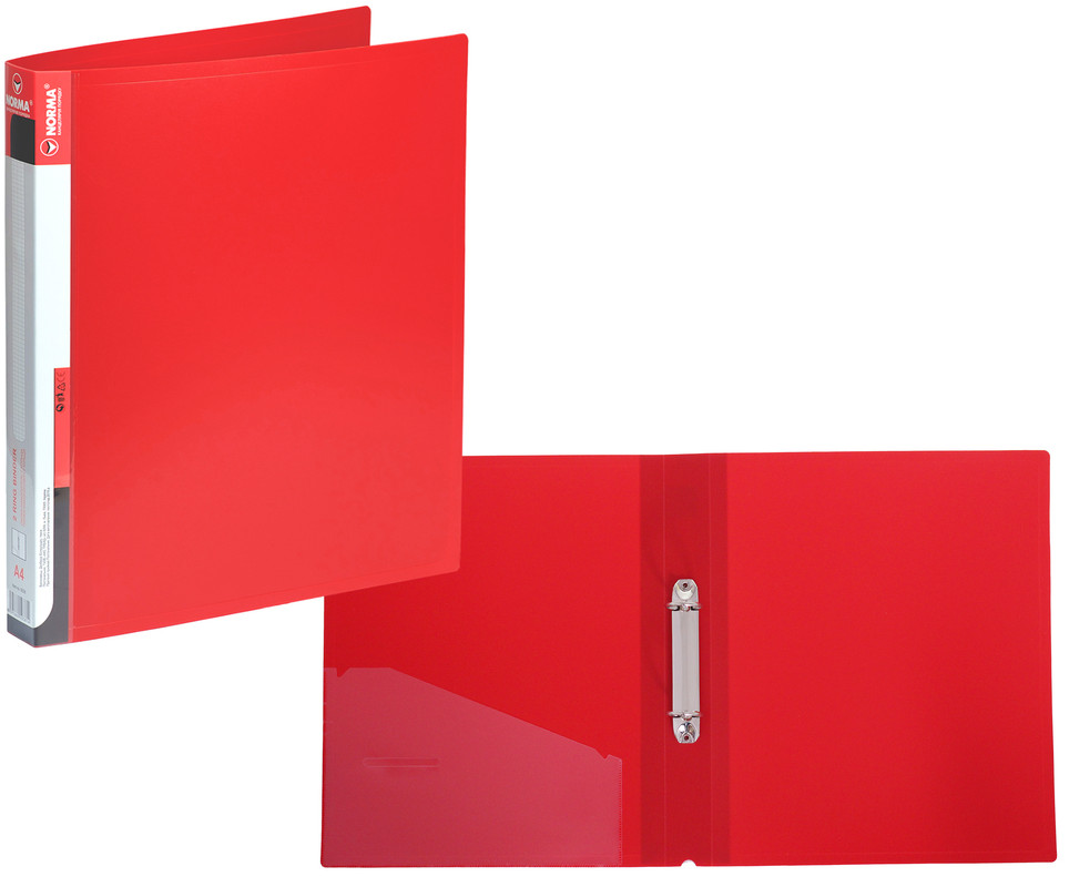 Папка на кільцях NORMA (5038-03N), на 2 кільця, PP, 700мкм, A4 з кишенею, черв.